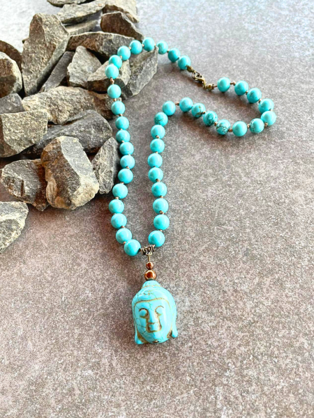 Türkiz Buddha fej nyaklánc